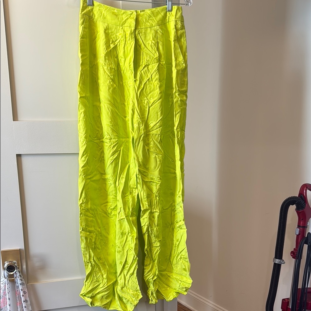 Bright Lime Green Wide-Leg Pants